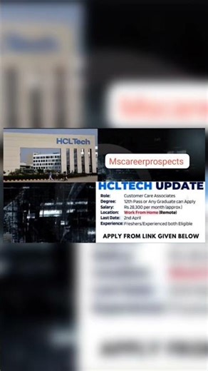 HCLTech is Hiring Work From Home for Customer Care Associates | Apply Online