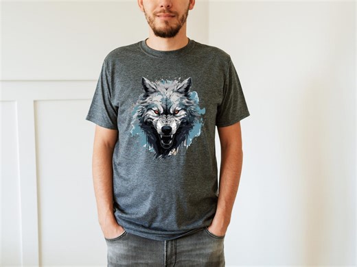 Aggressive Wolf Shirt for Men,wolf Gift for Boyfriend, Wolf Head T-shirt for Husband, Alpha Spirit Animal Graphic Tee for Him,wolf Lover Tee - Etsy