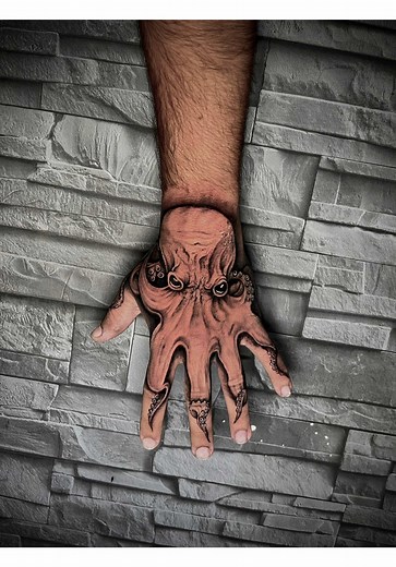 Octopus Freehand Tattoo in Hand