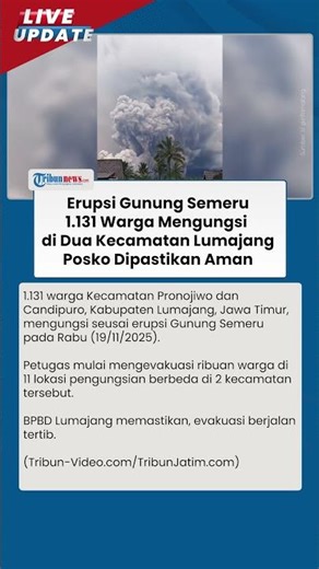 Thousands of Residents on the Slopes of Mount Semeru Evacuated After the Eruption, BPBD: Penangga...
