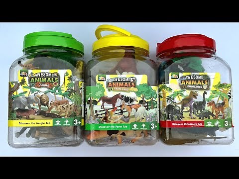 Unboxing 100 plastic animal toysFarm animals,Zoo animals,Dinosaur toys|100 animal figurines