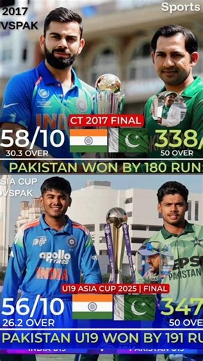 2017 🤝 2025 Pakistan won Final against India ✅ #PAKVSIND #U19Cricket @top fans