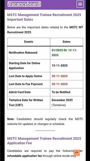 MSTC Management Trainee Recruitment 2025 | Apply Online for MT & Assistant Manager | Vacancy Board