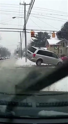 Mini Van Flips on Black Ice