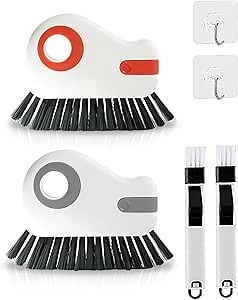 2Pcs 2 in 1 Window Groove Cleaning Brush, Multifunction Hard Bristle Track Cleaner With Hidden Scraper for Sliding Door, Window Sill and Seal