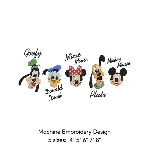 Cartoon Characters Embroidery Design, Goofy, Donald Duck, Pluto, Mickey Minnie (digital Download) - Etsy
