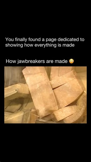 How Everything’s Made on Instagram: "Jawbreakers are made by building them layer by layer. It starts with a tiny sugar core, then hot liquid sugar is poured over it as it spins in a machine. That layer dries, then another is added. This repeats many times until it becomes large, solid, and round. Flavors and colors can be added during the process, and at the end the candy is polished to make it smooth and shiny."