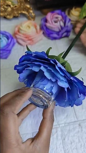 How to Make Aesthetic Rose With Tissue Paper/DIY Flower Making Ideas/#craft #diy #short
