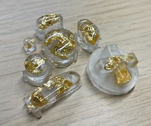 Custom Bald Gold Flake Gamecube Controller Buttons [A, B, X, Y, START, D-PAD, Z]