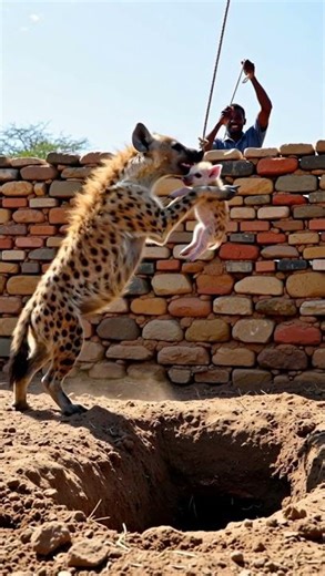 Hyena and Puppy Rescue from the Pit 落とし穴から子犬を救うハイエナ