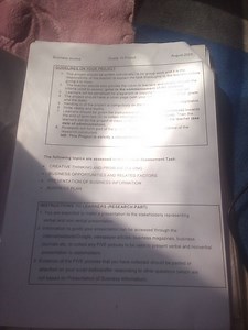 Grade 10 Project - Business Studies Guidelines on your project... | Filo