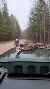 Massive Snake Attacks Car Windshield Chequamegon-Nicolet National Forest, Wisconsin — October 12, 2023 A routine drive on a remote forest road turned into a terrifying ordeal for two individuals last fall when a massive python appeared on the hood of their vehicle and attacked the windshield. The heart-pounding encounter was filmed from inside the car. The video shows the enormous snake, believed to be a reticulated python, slowly slithering up the vehicle's hood as the driver proceeds cautiousl