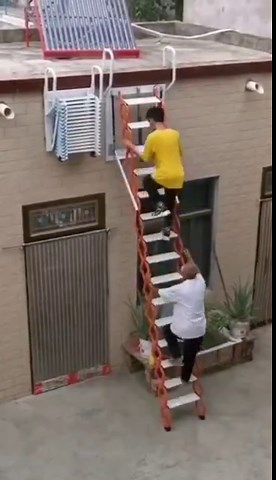 Electric Step Ladder 6ft-11.5ft Remote Control Attic Stairs Multifunctional Wall Mounted Telescopic Ladder (Vertical Height 2.3M/7.54ft,Orange)