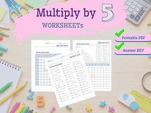 Multiply by 5 Worksheets | Grade 2–4 Math Practice | Times Tables Printable PDF | Answer Key - Etsy UK