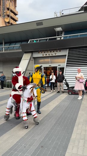 Just Deadpool showing all of us how to make an entrance. #disney #disneyaddict #disneyadult #disneymagic #deadpool #disneychristmas | Waltz On Main