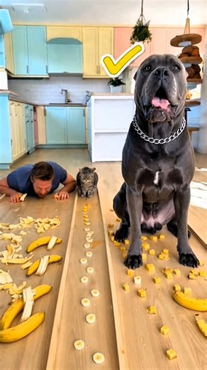 Banana Bonanza Challenge: Man vs Cat vs Big Dog 😂 Who Wins?”
