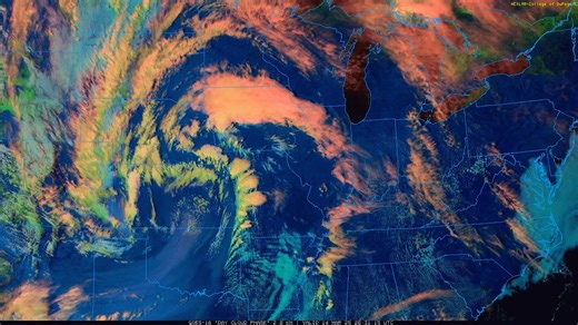 [3/14/25 350p]: GOES 16 satellite loop over the past shows our very strong system rotating across the Great Plains, with storms rapidly developing in eastern KS / western MO. A large area of smoke is also evident in OK and TX in this loop, with even some fires showing up. | US National Weather Service Quad Cities Iowa/Illinois
