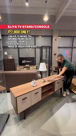 ✨ELIYA TV STAND/CONSOLE✨--CAN FIT 70 INCHES TV-BROWN/CREAM COLOR-4 DOORS CABINET -6 DIVIDERS-MADE OF MALAYSIAN WOOD-Message our FB PAGE FURNITURE DEALS PHILIPPINES for orders -or call us 📞09173239437📞09177262526-‼️Showroom Locations📍Furniture Deals STA MARIA📍Furniture DEALS Imus📍Furniture DEALS Dasma- 📍We accept cash on delivery📍Credit card upon delivery📍Home credit on showrooms ---#furnituredesign #FurnitureDealsPhilippines #tiktokfurnitureshop #tvstand #tvconsole | Furniture DEALS Phil