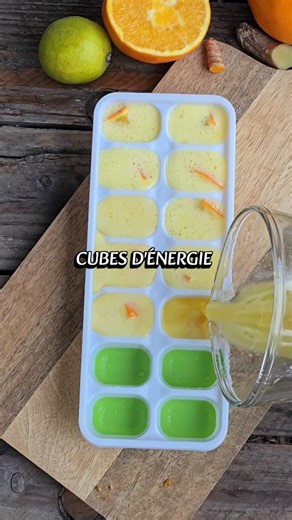Sandra LB on Instagram: "Cubes énergie 🫚🍋 À base de gingembre et de curcuma ces cubes pour booster l'énergie sont hyper pratiques. Le gingembre stimule la digestion et aide l'organisme en cas de fatigue. Le curcuma est connu pour ses bienfaits anti-inflammatoires et antioxydants. Les agrumes apportent les vitamines et coup de boost. 🔗 Abonne-toi à mon compte pour plus de recettes saines et faciles . Ingrédients pour 12 cubes : - 4 oranges - 2 citrons - 1 morceau de gingembre frais d'un cm, id