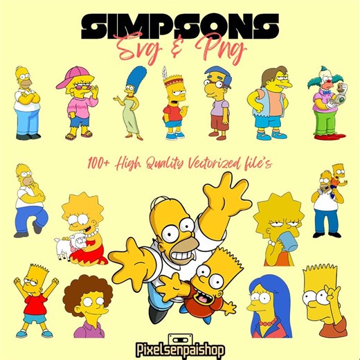 The Simpsons SVG PNG Bundle | 50  Reto Cartoon Cut Files | Cricut Silhouette Simpsons | Digital Download - Etsy