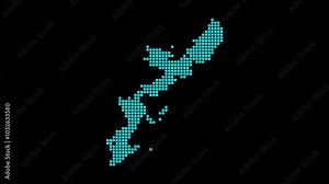Okinawa Island digital map. Map of Okinawa Island in dotted style. Border shape filled with rectangles. Stock Video