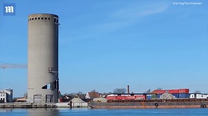 Shocking moment silo demolition in Denmark goes horribly wrong