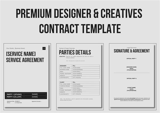 Standard Contract + Client Brief Template | Service Agreement + Onboarding Form | Editable Canva PDF - Etsy