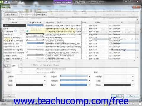 Project 2010 Tutorial Applying Bar & Gantt Chart Styles Microsoft Training Lesson 7.3