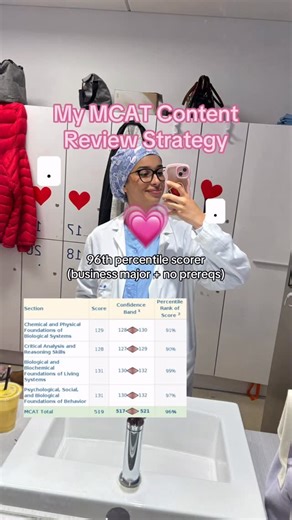 Salma | MS1 🩺 on Instagram: "The BIGGEST mistake anyone can make during their MCAT prep is spending too much time on content review ‼️ I can’t stress this enough: you can’t study for the MCAT like you would study for one of your undergrad exams 🙅🏽‍♀️❌ The MCAT is designed to make it hard for you to do it, so don’t waste your time trying to do what is familiar and focus on what works!!! Here’s what has worked for me: 1- I spent 5-6 weeks on content review reading 2-3 chapt