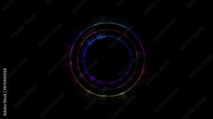 Radial audio signal vibration Voice recognition. Epicenter, target, radar, radio. Visualization of voice, music playback. Audio waveform radial circular equalizer, music playback. Audio waveform Stock Video