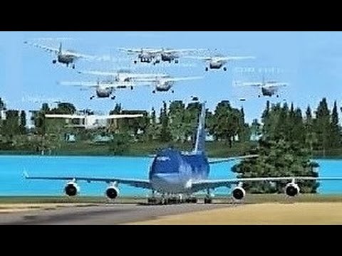 FSX Multiplayer CHAOS: Boeing 747 vs. Group of Cessna's (Steam Edition) Part 4!