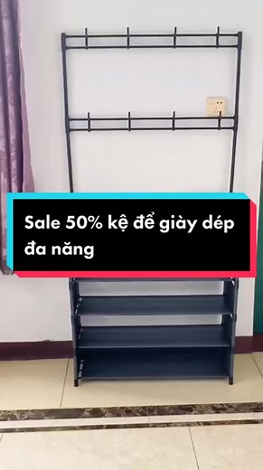 Sale 50% kệ để giày dép thông minh có móc treo 4 tầng tiện dụng. Hàng đẹp chất lượng #xuhuongtiktok #kededepdanang #anhthumart
