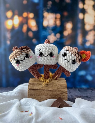 Marshmallow on a Stick Crochet Pattern – Removable Plush Marshmallows (plain, Roasted, on Fire) – Campfire Toy or Play Set - Etsy