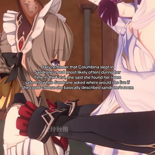 Also a post hoyo made showing Columbina without her eye cover thing had a conversation between la signora and sandrone that highly implied that la signora asked sandrone if she liked columbina MY DOOMED YURI #genshin #genshinimpact #sandrone #columbina #sandbina