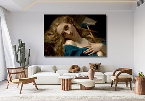 Mary Magdalene Art Print: Hugues Merle Canvas Poster, Gallery Wrapped Canvas - Etsy