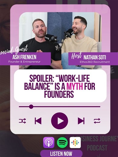 Spoiler: “Work-life balance” is a myth for founders 24/7 hustle is real if you’re chasing big dreams. Ash Frenken found that survival wasn’t about doing more; it was about doing the right things for him. The gym gave clarity. Certain habits weighed him down. He chose intentionally. Lesson: Success isn’t just work. It’s knowing what makes you lighter and protecting it. 💡 What lifts you when life gets heavy? Listen to the full episode The Leap Podcast and be equipped to take the leap. Spotify - h