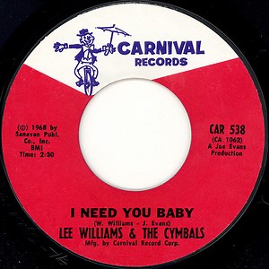 Lee Williams & The Cymbals - I Need You Baby / Shing-A-Ling U.S.A.