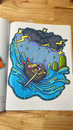 What will happen next?? Into the Dust is a coloring book that follows the story of Dassy, a small armadillo who was found in the desert as a baby and raised by a family of raccoons. She never really felt like she fit in, one day she took a DNA test and it changed her life forever. She ran into the desert, tripped and broke her glasses. Unable to see she wandered for hours until finding a safe place to sleep. She awoke to a rush of water…. #coloringbook #coloringbookforadults #coloringbookartist 