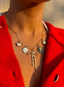 Custom Stainless Steel Gold Paperclip Luna Chain Charm Necklace - Etsy