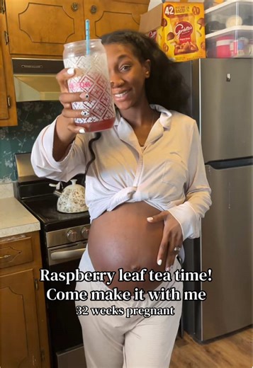 Finally starting raspberry leaf tea at 32 weeks 🤰🏽🍵 Sharing how I make mine what I mix it with. This is just what I’m doing in my third trimester 🤍 #fyp #pregnant #32weekspregnant #raspberryleaftea #pregnancyprep