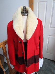 Vintage Red Woolrich Wool Coat With White Shearling Collar Winter Coat Men's or Women's - Etsy