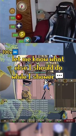 How Much Sailing XP Can I Get While Not Playing (osrs player vs shower) #osrs #gaming #shorts