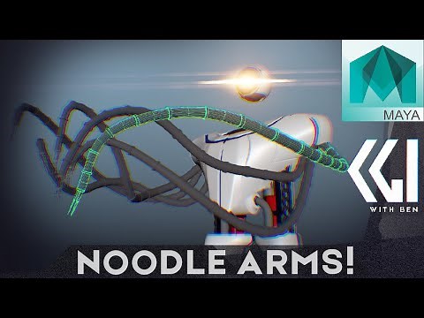 NOODLE ARMS! Maya: using curve warp for tentacles, snakes, cables, vines and all things bendy.