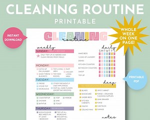 Simple Weekly Cleaning Schedule Printable, Busy Mom Cleaning Checklist, House Cleaning Routine, Simple Weekly & Daily Cleaning Cheat Sheet - Etsy