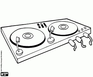 Dual turntable for DJ coloring page printable game