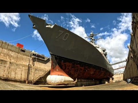 U.S. Ship Destroyer USS Hopper (DDG 70) on Land (Drydock)
