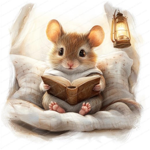 14 Mouse With Books Clipart | Mouse Bedroom | Printable Watercolor Clipart | High Quality Jpgs | Digital Download | Paper Craft - Etsy