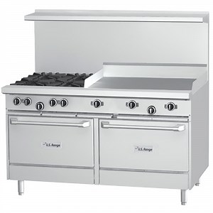 U.S. Range U48-2G36RS Natural Gas 2 Burner 48" Range with 36" Manual Griddle, 26" Standard Oven, and Cabinet Base - 156,000 BTU