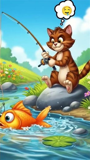Cat vs fish 🐠 🐈#cartoon #kidseducatio #cartoon #cat #fish #fishingvideo #catfishing #catstory