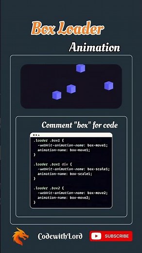 Box Loader Animation in CSS 🔥 | Pure HTML CSS Loading Animation | CodewithLord #shorts